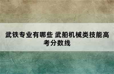 武铁专业有哪些 武船机械类技能高考分数线